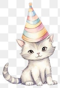 PNG Cat wearing party hat drawing mammal animal. AI generated Image by rawpixel.