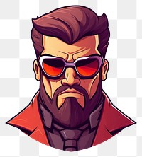 PNG Bad guy sunglasses portrait drawing. 