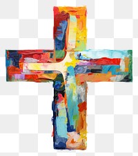 PNG  Cross crucifix painting symbol. AI generated Image by rawpixel.