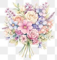 PNG Flower bouquet drawing pattern sketch. AI generated Image by rawpixel.