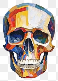 PNG  Skull painting art white background. AI generated Image by rawpixel.