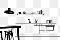 PNG  Kitchen furniture cabinet drawing. AI generated Image by rawpixel.