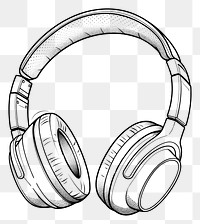 PNG  Headphones headset sketch line. AI generated Image by rawpixel.