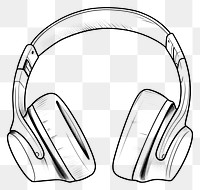 PNG  Headphones headset sketch white background. AI generated Image by rawpixel.