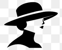 PNG Woman hat line art silhouette black white. AI generated Image by rawpixel.