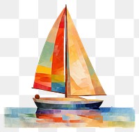 PNG  Sailing boat painting watercraft sailboat. AI generated Image by rawpixel.