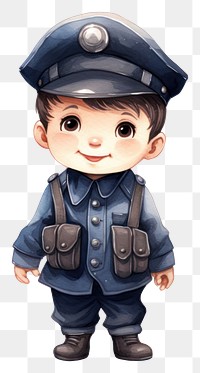 PNG  Police suit cartoon cute white background. AI generated Image by rawpixel.