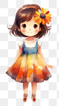 PNG  Girl wearing dress flower costume child cute kid. AI generated Image by rawpixel.