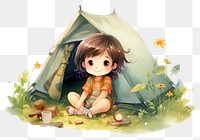 PNG  Camping cute tent cross-legged. AI generated Image by rawpixel.