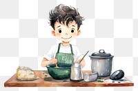 PNG Boy cooking cute food art. 