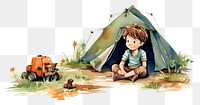 PNG  Boy camping outdoors grass plant. AI generated Image by rawpixel.