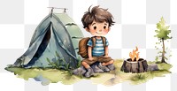PNG  Boy camping outdoors cute tent. AI generated Image by rawpixel.