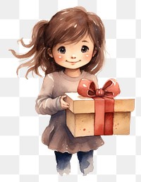 PNG  Girl holding a gift child cute kid. AI generated Image by rawpixel.