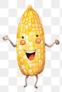 PNG  Happy dancing corn food white background anthropomorphic. AI generated Image by rawpixel.
