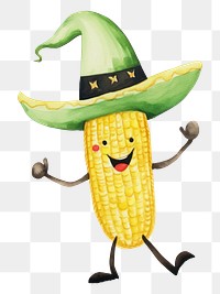 PNG  Happy dancing corn food white background anthropomorphic. AI generated Image by rawpixel.