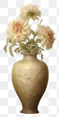 PNG Flower in a vase painting art plant