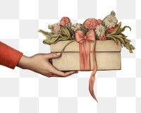 PNG Painting art holding flower. AI generated Image by rawpixel.