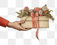 PNG Painting art holding flower. 