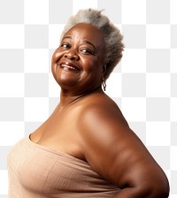 PNG  Senior black woman portrait laughing adult. AI generated Image by rawpixel.