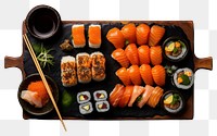 PNG Japanese sushi set food chopsticks seafood. AI generated Image by rawpixel.