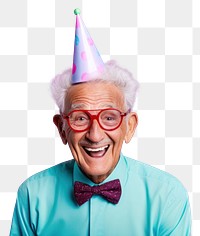 PNG Old person portrait birthday laughing. AI generated Image by rawpixel.