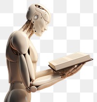 PNG 3d robot hand holding a thick book representation sculpture appliance. AI generated Image by rawpixel.