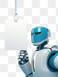 PNG 3d robot hand holding a thick paper tag label technology machine futuristic. AI generated Image by rawpixel.