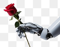 PNG 3d robot hand holding a flower technology plant petal. AI generated Image by rawpixel.