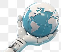 PNG 3d robot hand holding a globe technology planet space. AI generated Image by rawpixel.