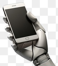 PNG 3d robot hand with phone technology screen electronics. AI generated Image by rawpixel.