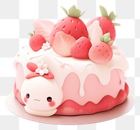 PNG Strawberry cake dessert cream food. AI generated Image by rawpixel.