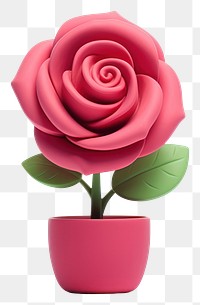 PNG Cartoon rose flower plant white background. AI generated Image by rawpixel.