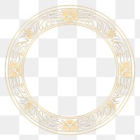PNG  Flower circle frame gold art accessories. AI generated Image by rawpixel.