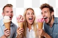 PNG  Ice cream people laughing dessert. AI generated Image by rawpixel.