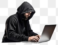 PNG  Hacker laptop hood sweatshirt. AI generated Image by rawpixel.
