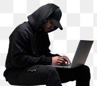 PNG  Hacker laptop sweatshirt computer. AI generated Image by rawpixel.