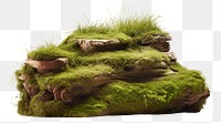 PNG A stack of wood on top of white background and moss green plant grass. AI generated Image by rawpixel.