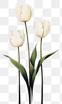 PNG White tulip flowers plant inflorescence freshness. AI generated Image by rawpixel.