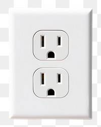 PNG White electrical plug in the electric socket on a wall white electricity electronics. AI generated Image by rawpixel.