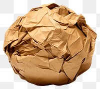 PNG Crumpled paper ball origami brown white background. AI generated Image by rawpixel.