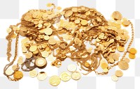 PNG Bunch of gold objects coin backgrounds necklace. AI generated Image by rawpixel.