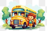 PNG School bus vehicle transportation jinrikisha. AI generated Image by rawpixel.