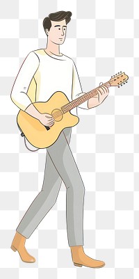 PNG Man playing guitar cartoon musician drawing. AI generated Image by rawpixel.