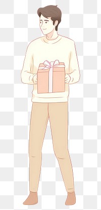PNG Man holding gift box cartoon celebration cardboard. AI generated Image by rawpixel.