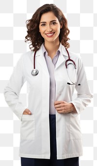 PNG  Female doctor portrait white background stethoscope