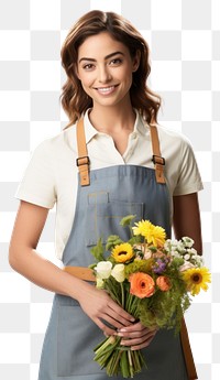 PNG  Female florist flower apron adult. AI generated Image by rawpixel.