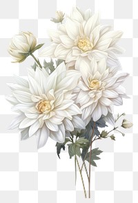 PNG  White wedding flower bouquet dahlia plant white background. AI generated Image by rawpixel.