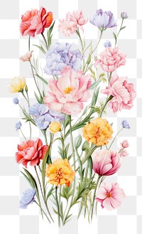 PNG  Bouquet of pastel tulips and carnations blossom pattern flower