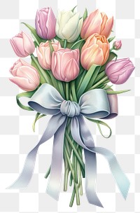 PNG  Rose and tulip bouquet flower ribbon plant