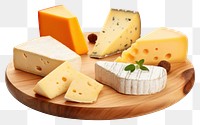 PNG Wooden plate with different kinds of cheese dessert food parmigiano-reggiano. 